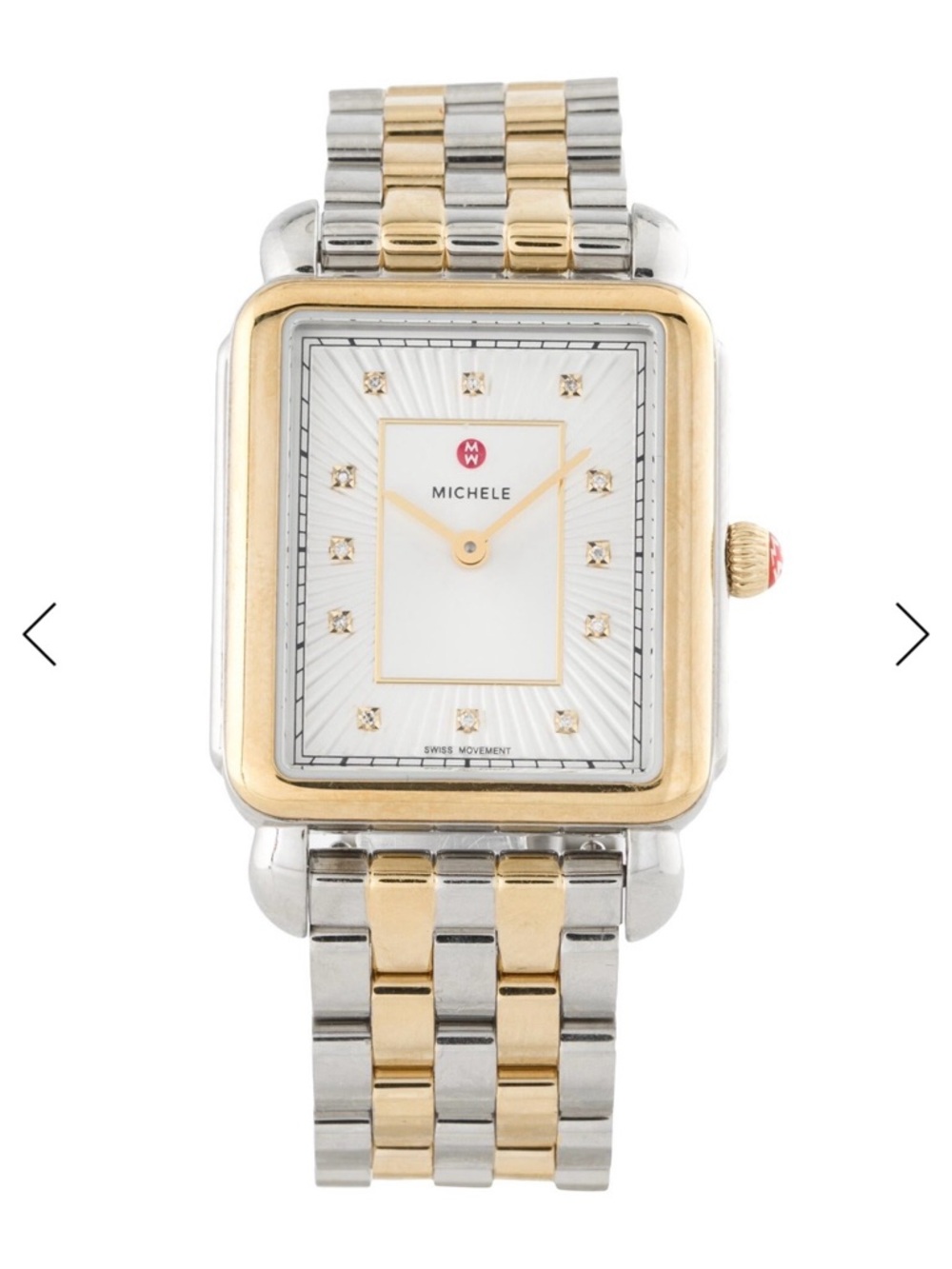 Michele Two-Tone Gold and Silver Deco II Bracelet Watch